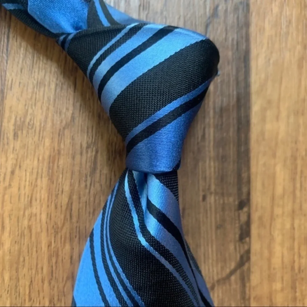 Ted Baker XL Black & Blue Striped Tie
